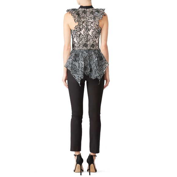 Nha Khanh Nyla Top Sleeveless Floral Appliqués High Neck Ivory Black Size 0 - Picture 3 of 10